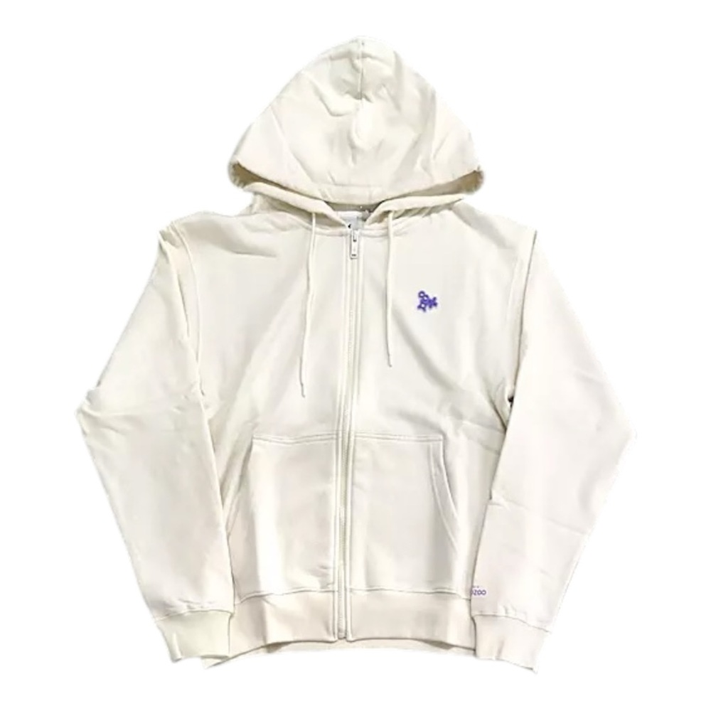 BTS 2021 Muster SOWOOZOO Zip-Up Hoodie Ivory Off White Purple - Picture 7 of 8